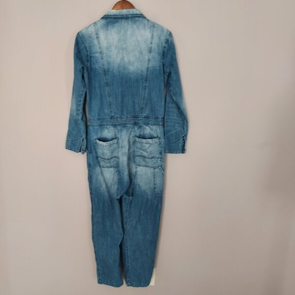 Free People x Sandrine Rose Deep Zip Denim Slouchy Jumpsuit Size Med - Picture 4 of 15